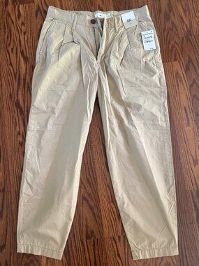 BP Womens 30W Tan Nomad Pleated Summer Chino Pants Cropped Tapered Ankle NWT
